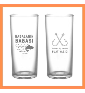 İsme Özel Deniz Temalı İkili Rakı Bardağı - Kişiye Özel Hediye - Babanıza Özel Hediye