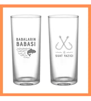 İsme Özel Deniz Temalı İkili Rakı Bardağı - Kişiye Özel Hediye - Babanıza Özel Hediye