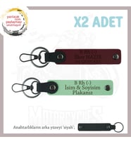 Motorcu Dostlara Özel, İsim Plaka ve B Rh (-) Kan Grubu Yazılı x2 Anahtarlık Set, Yeşil-Bordo-Syh (Çok Renkli)