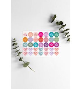 Renkli Kalpli Thank You Teşekkür Stickers Çıkartma PYTKSTK070