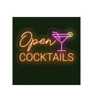 Open COCKTAILS Yazılı ve Şekilli Neon Tabela