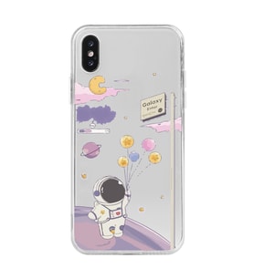 Iphone X ve XS Uyumlu Astronot Tasarımlı Şeffaf Telefon Kılıfı