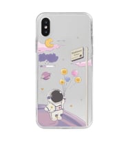 Iphone X ve XS Uyumlu Astronot Tasarımlı Şeffaf Telefon Kılıfı