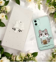 Kahve Kedi Tasarımlı Kişiye Özel Şeffaf Telefon Kılıfı (Tüm Telefon Modelleri Mevcuttur.) - Hediye Kutulu