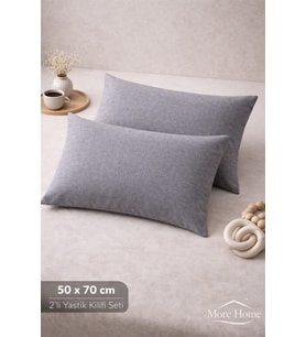 More Home  Kapaklı Yastık Kılıfı (2 Adet) 50 x 70 cm  Antrizit