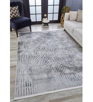 Dijital Kaymaz Yıkanabilir Antrasit Geometrik Salon Halısı Mutfak Halısı Koridor Halısı Yolluk HLN1867