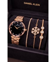 Daniel Klein Rose Gold Renk Kadın Kol Saati 3’lü Çelik Bileklik Seti Özel Günler İçin Zarif Hediye Seti