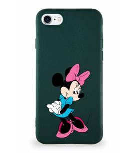 Apple iPhone SE 2022 Soft Premier Kapak Minnie Mouse-F Tasarımlı Silikon Kılıf - Yeşil (Şeffaf)
