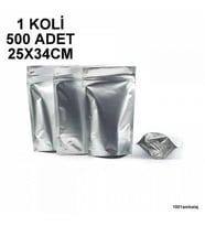 25X34 CM ALÜMİNYUM 1 KOLİ 500 ADET KİLİTLİ DOYPACK TORBA 1500 GR PCA1-2D-ALE0E0-K