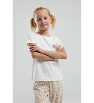 Toontoy Kız Çocuk Göğsü Baskılı Pijama Takım (Bej)