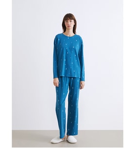 LCW DREAM Turkuaz Bisiklet Yaka Yılbaşı Temalı Kadın Pijama Takımı