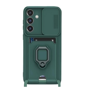 Galaxy S25 Plus Kılıf Zuma Kartvizitli Yüzüklü Silikon - Yeşil