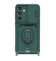 Galaxy S25 Plus Kılıf Zuma Kartvizitli Yüzüklü Silikon - Yeşil
