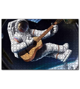 Cakapuzzle Klasik Gitar Çalan Astronot 120 Parça Puzzle Yapboz MDF (Ahşap)