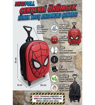 NEWFULL ÇEKÇEKLİ ERKEK ANAOKUL SIRT ÇANTASI (Kırmızı)