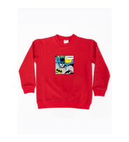 Batman baskılı pamuklu kumaş çocuk sweatshirt (Kırmızı)