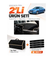 MERCEDES C207 (2009-2017) Uyumlu Torpido Örtüsü + Tay Tüyü Bagaj Çantası + Sticker Seti - Siyah Bej