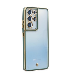 Galaxy S21 Ultra Kılıf Liva Lens Silikon - Yeşil