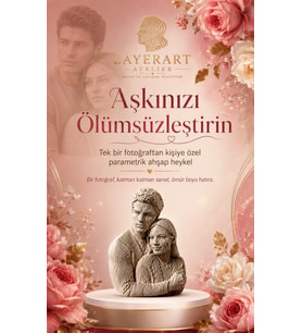 layerart Kişiye Özel Parametrik Romantik Çift Büstü 25cm – Katmanlı Parametrik Modern Büst