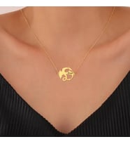 Kişiye Özel 925 Ayar Gümüş Tasarım Ejderha Figürlü İsim Kolye (Gold)
