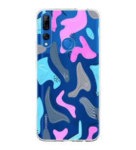 Huawei Y9 Prime 2019 Uyumlu Kapak Abstrackt Tasarımlı Şeffaf Silikon Kılıf