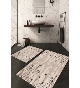 Dijital Baskılı Kaymaz Taban Yıkanabilir 2'li Klozet Takımı Banyo Paspası NDKZ-HT-578 (Kahverengi)