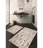 Dijital Baskılı Kaymaz Taban Yıkanabilir 2'li Klozet Takımı Banyo Paspası NDKZ-HT-578 (Kahverengi)
