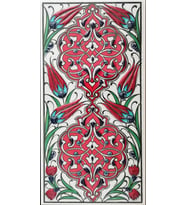 Armada Çini 10x20 Cm ED 230 Kırmızı Rumi Desenli El dekoru Çini Karo