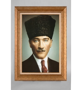 Altın Varaklı Paspartulu Çerçeveli Atatürk Tablo sd773