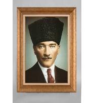 Altın Varaklı Paspartulu Çerçeveli Atatürk Tablo sd773