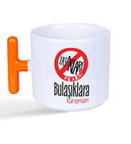 Yasakları Yıkarım Bulaşıklara Karışmam Baskılı Turuncu Kulplu T Kupa