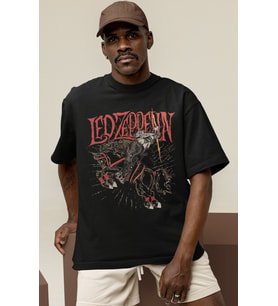 Tasarım Led Zeppelin Rock Metal Müzik Grubu Baskılı Unisex Oversize Tişört