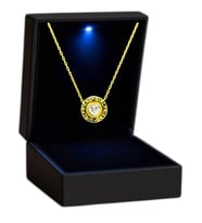Işıklı Kutuda 925 Ayar Gümüş Kalp Charm Kolye (Çok Renkli)