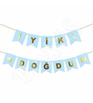 İyiki Doğdun Banner Mavi - Gold