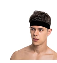 Spor Saç Bandı Sporcu Erkek Kafa Bandı Headband Tenis Gym Ter Bantı Spor Fitness Saç Bantları Yoga Crossfit Bisiklet Koşu Yürüyüş Erkekler İçin Süper Penye Esnek Canlı Likralı İddia Geniş Alın Bandı (Siyah)