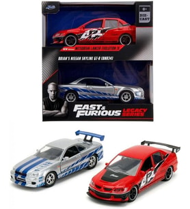 Jada Fast and Furious  Lancer Evolution IX Brian's Nissan Skyline GT-R(R34) Model Araba