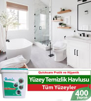 QUICKCARE Dezenfektanlı Yüzey Temizlik Havlusu 400 Yaprak- Limon Kokulu (Beyaz)