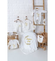 Pia Baby Premium %100 Pamuk Yenidoğan Bebek Hediyesi Kız10 Parça Hastane Seti 5064-01 (Krem)
