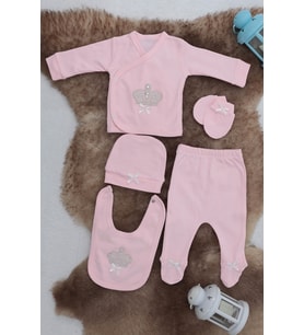 Sema Baby 5 Parça Hastane Çıkışı Zıbın Seti 0-3 Ay - Queen
