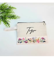 İsme Özel Renkli Çiçek Desenli Clutch Çanta