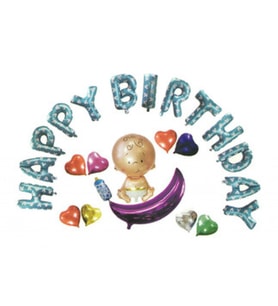 Folyo balon bebekli happybır.set mavi pk:1-