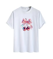 Kiraz  Görselli  Unisex (Cherry Tshirt) Tişört (Beyaz)