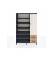 Hyperion Dolap 9 Raflı 3 Çekmeceli Tek Kapaklı  132x44x195 Antrasit-Aytaşı/Çam