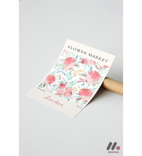 Flower Market London Deseni, Çerçevesiz Yüksek Kalite Duvar Afişi - Ev Dekorasyonu