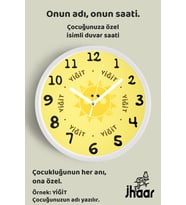 İsme Özel Sevimli Güneş Çocuk Odası Duvar Saati Orta Boy 30 cm Beyaz Camlı Sessiz