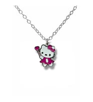 Hello Kitty Mor Renkli Figürlü Kolye – 60 cm Zincirli Sevimli Karakter Takısı (Gümüş)