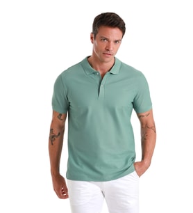 Hatemoğlu Yeşil Regular Fit Merserize Polo Yaka Pamuklu Tişört