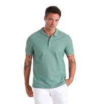 Hatemoğlu Yeşil Regular Fit Merserize Polo Yaka Pamuklu Tişört
