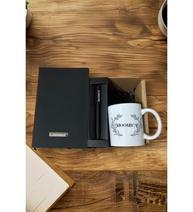 Kişiye Özel Defter & Kişiye Özel Kalem & Kişiye Özel Baskılı Kupa (Anakonda Siyah-Beyaz)
