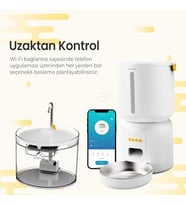 Haustier Fw3 Beyaz Otomatik App Kontrollü Akıllı Mama Kabı & Otomatik Su Pınarı 2'Li Set - Akıllı B